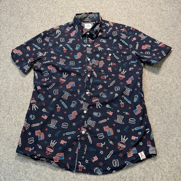 Men's Free Planet Patriotic American Flag 4th of July Short Sleeve Shirt Size M - Picture 2 of 8